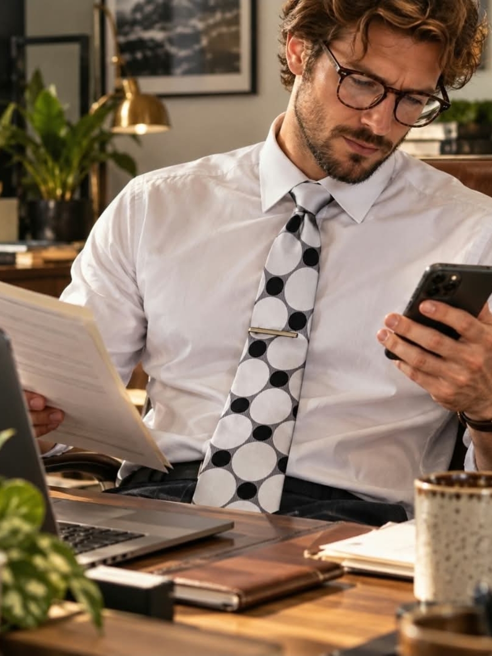 Karl Knox Geometric Necktie | Retro Mod 90s Preppy Menswear